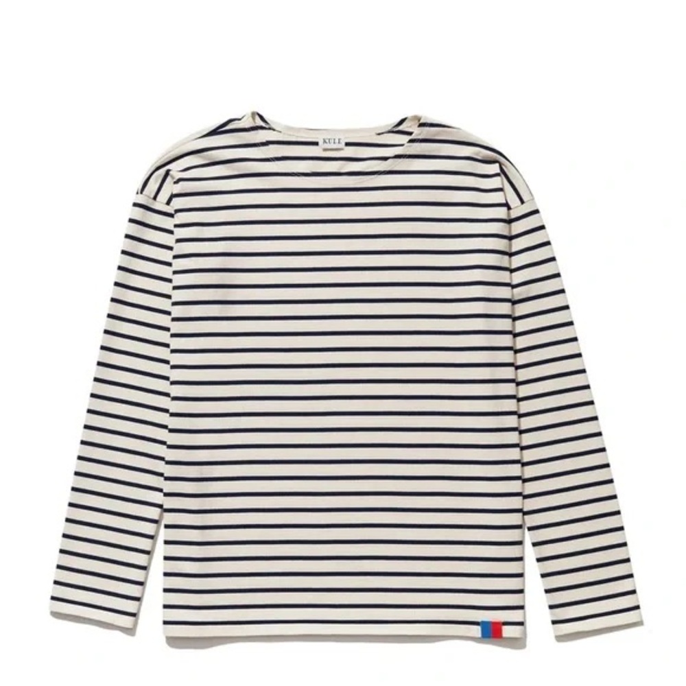 KULE Navy and White Striped Long Sleeve Tee